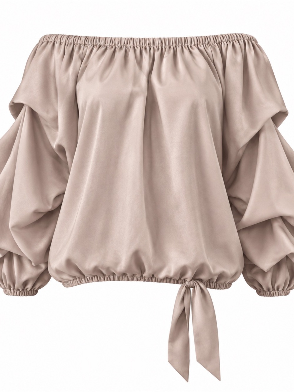 MSK Off-the-Shoulder Blouse – Lightweight Textured Puff Sleeve Top